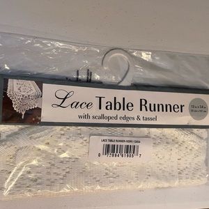 Lace Table Runner with Scalloped Edges ivory New Dead Stock 13”x54”